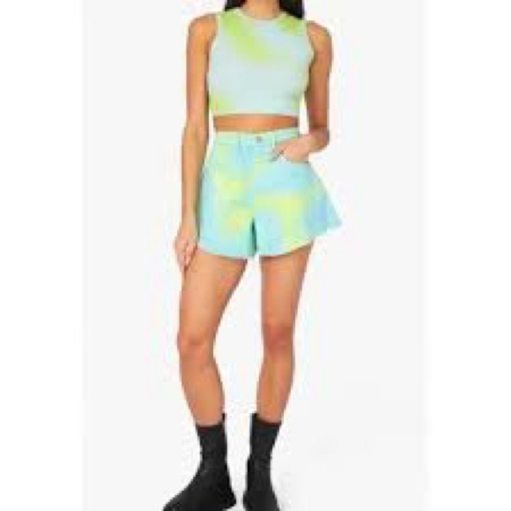 We wore what flare bell shorts tie dye
